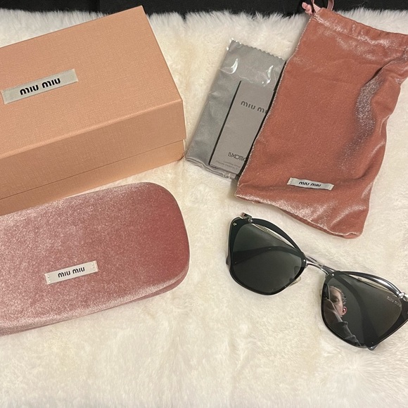 Miu Miu Sunglasses MU 54T 54TS KJW 7W1 Black Silver/Gray Women | New in Box NIB - Picture 2 of 11